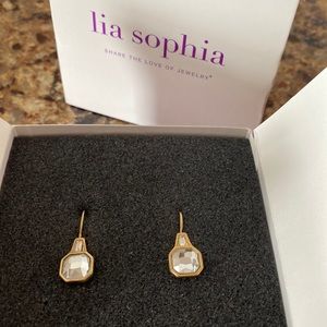 Lia Sophia Matt gold tone crystal earrings